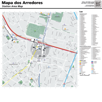 mapa da região do metro Luz, linha amarela, da via mobilidade