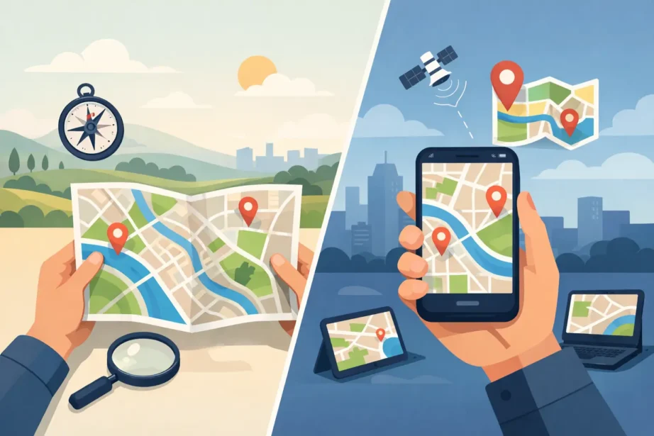 Mapa impresso versus mapa digital: qual usar?